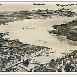 CP Suisse Gen&egrave;ve Lac L&eacute;man et villages du bord du lac + cachet