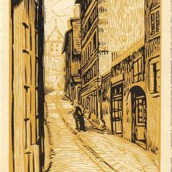 CPA illustr&eacute;e Bois grav&eacute; P. E. VIBERT Rue du Seujet Gen&egrave;ve Suisse