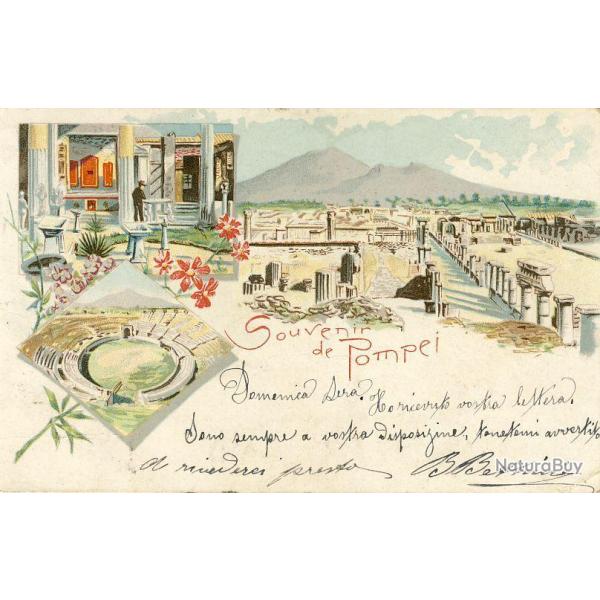 CPA 1906 Italie Souvenir de POMPEI illustr�e