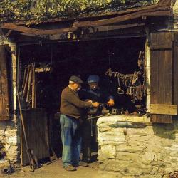 CP Vieux m&eacute;tiers Vieille forge Ardennaise Belgique Deux forgerons en action