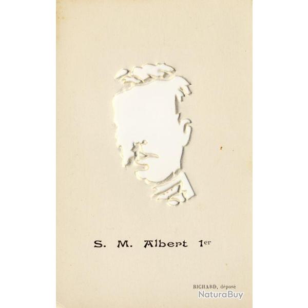 CPA S. M. Albert 1er de Belgique Carte d�coup�e jeu d'ombre en contour