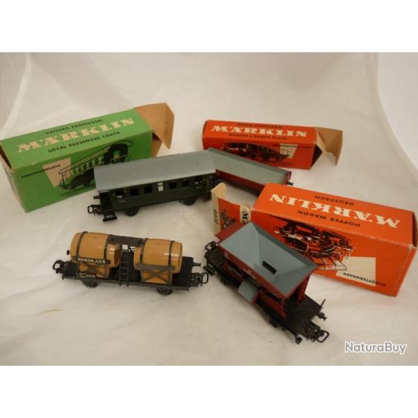 Ensemble 4 Wagons MARKLIN Voiture + Boites Jouet miniature