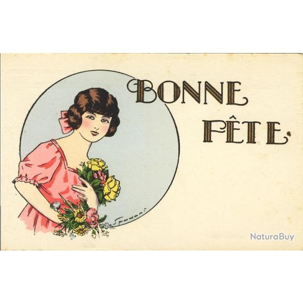 CPA illustr�e SPADONI Femme Bonne f�te