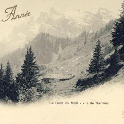 CPA Bonne Ann&eacute;e 1905 La dent du midi vue de Barmaz Suisse