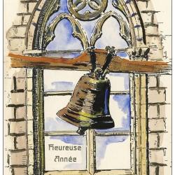 CPA illustr&eacute;e peinte Bonne Heureuse ann&eacute;e Superbe Cloche