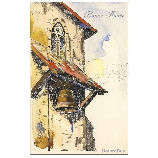 CPA illustr�e peinte Bonne ann�e Superbe cloche
