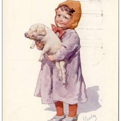 CPA illustr&eacute;e Bonne Ann&eacute;e FEIERTAG K. BKWI cochon