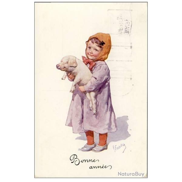 CPA illustr�e Bonne Ann�e FEIERTAG K. BKWI cochon