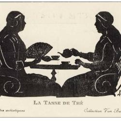 CPA illustrée Van Bath 1914 Silhouettes artistiques La Tasse de Thé