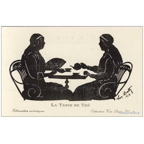 CPA illustre Van Bath 1914 Silhouettes artistiques La Tasse de Th
