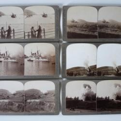 Photographie Photo Stereo Guerre Japon Russie Port Arthur Canons x6