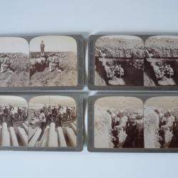 Photographie Photo Stereo Guerre Japon Russie Port Arthur x4