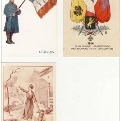 Lot de 5 CPA Femme Drapeaux Guerre 1914-18