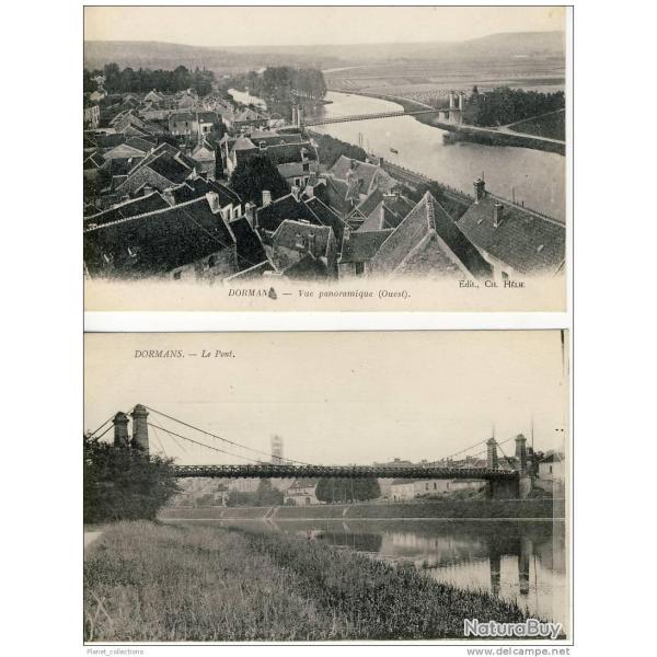 2 CPA 51 MARNE DORMANS Vue du Pont