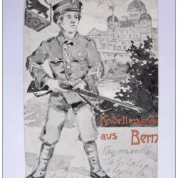 CPA Carte Postale illustr&eacute;e Suisse Berne Kadetlengrufs aus Bern Soldat