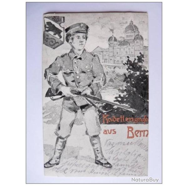 CPA Carte Postale illustr�e Suisse Berne Kadetlengrufs aus Bern Soldat