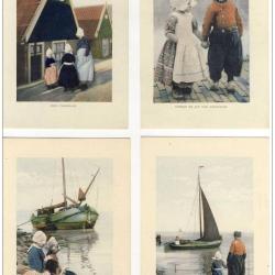 Lot de 4 CPA PAYS-BAS VOLENDAM Enfants Voilier