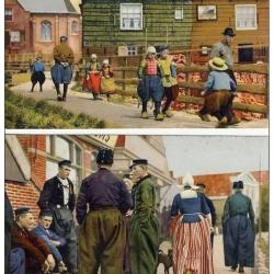 2 CP Pays-Bas Holland Petit village Costume