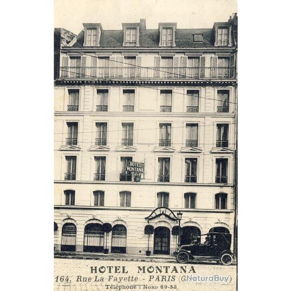 CPA 75 Paris HOTEL MONTANA (Gare du Nord) Vieux taxi Rue Lafayette