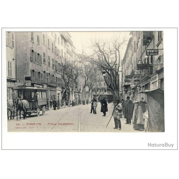 CPA 83 VAR Toulon Place Gambetta Tr�s anim� Fiacre Commerces