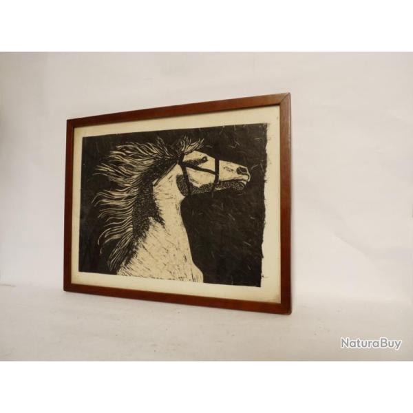 Encre originale sur papier chiffon Cheval Dessin