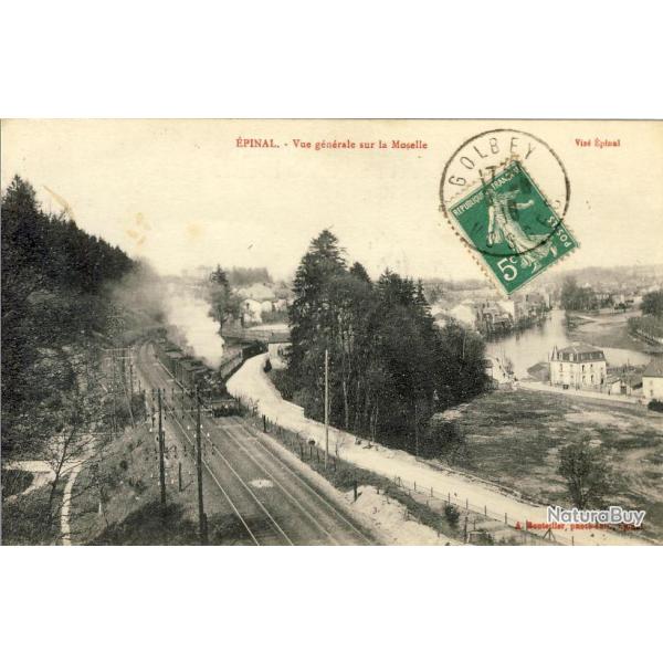 CPA 88 VOSGES Epinal Vue g�n�rale sur la Moselle Chemin de fer train