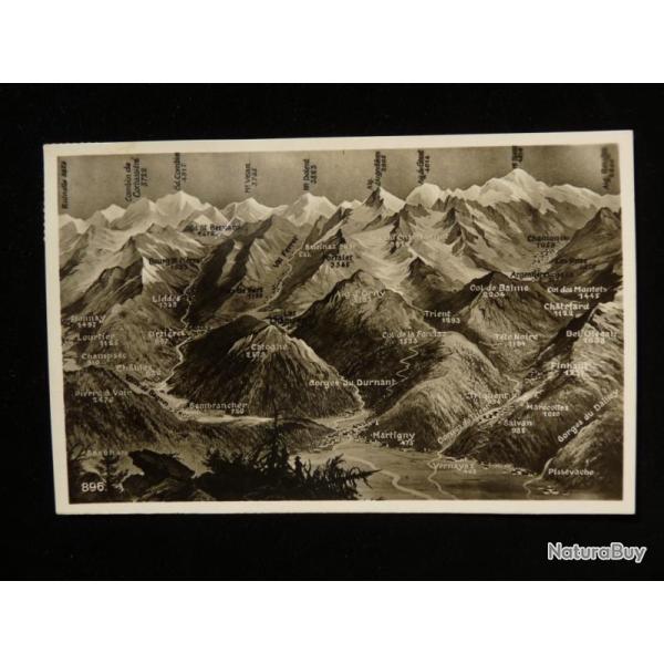 CPA Suisse VALAIS Carte Montagnes Martigny Trient Chamonix