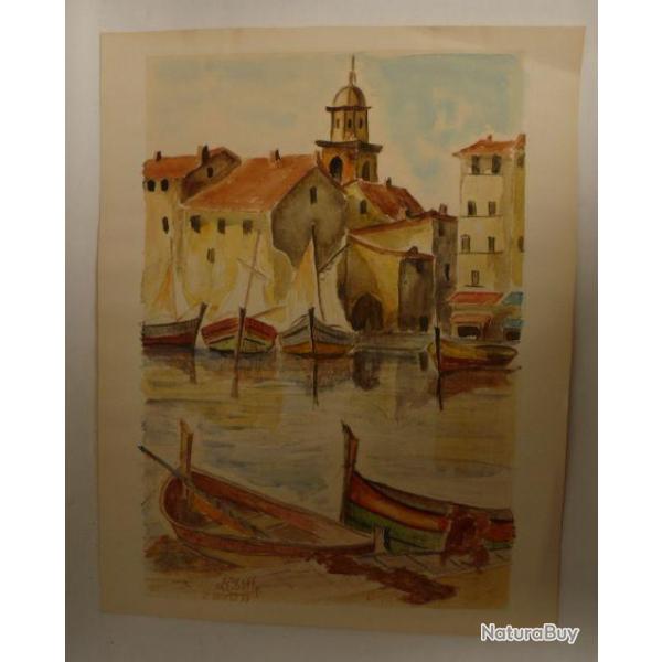Aquarelle Patrick LE GOFF St Tropez 1977