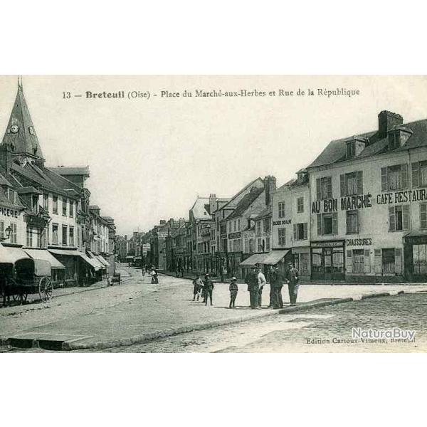 CPA 60 OISE BRETEUIL Place du March� aux herbes publicit�