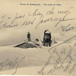 CPA 68 HAUT RHIN Ferme de Schmargult Hiver Caf&eacute; Restaurant Bernez Honeck