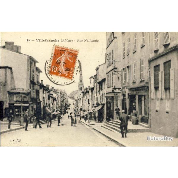 CPA 69 Rh�ne Villefranche Rue Nationale Surtaxe timbre