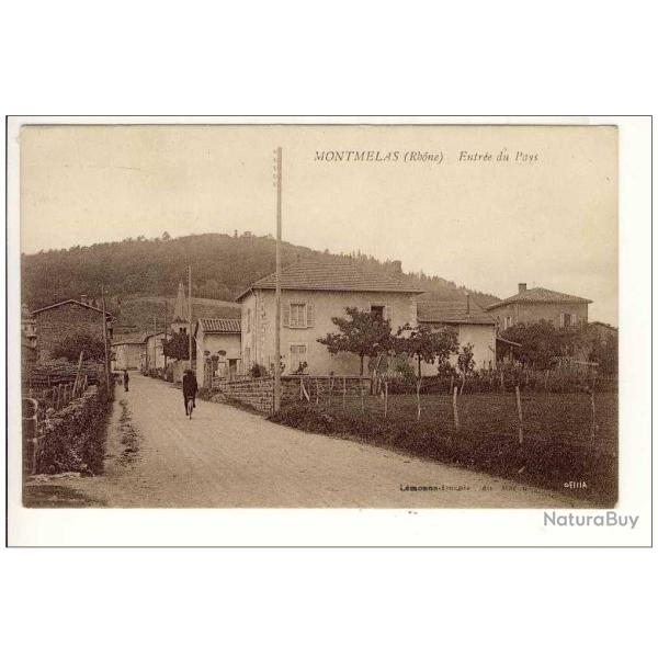 CPA 69 Rh�ne Montmelas Entr�e du Pays village v�lo