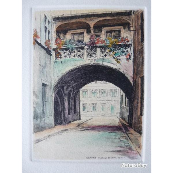 Ancienne Gravure Eau Forte Robin Mulhouse