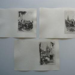 Ancienne Gravure Eau Forte Robin Chartres Cathédrale