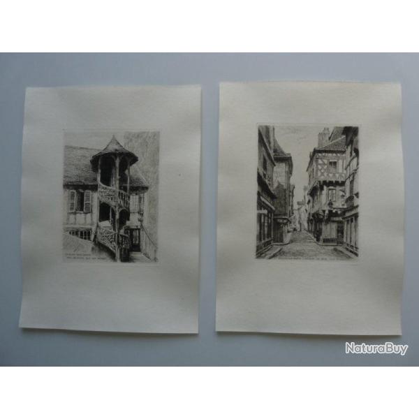 Ancienne Gravure Eau Forte Robin Chalon sur Sane