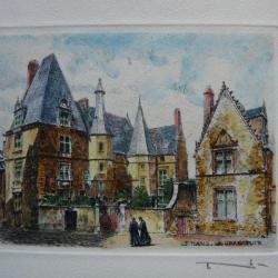 Ancienne Gravure Eau Forte Robin Le Mans Grabatoire