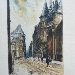 Gravure Eau forte originale Robin Paris Hôtel