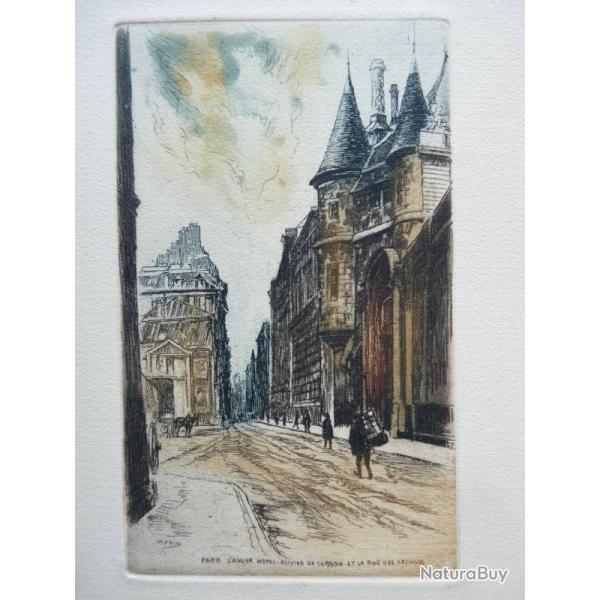 Gravure Eau forte originale Robin Paris Htel