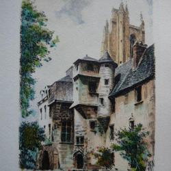 Ancienne Gravure Eau Forte Robin Nantes