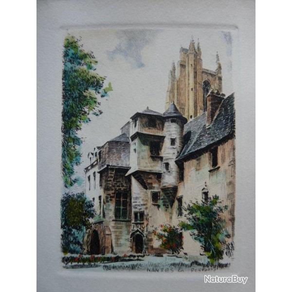 Ancienne Gravure Eau Forte Robin Nantes