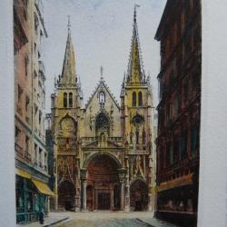 Ancienne Gravure Eau Forte Robin Lyon Église