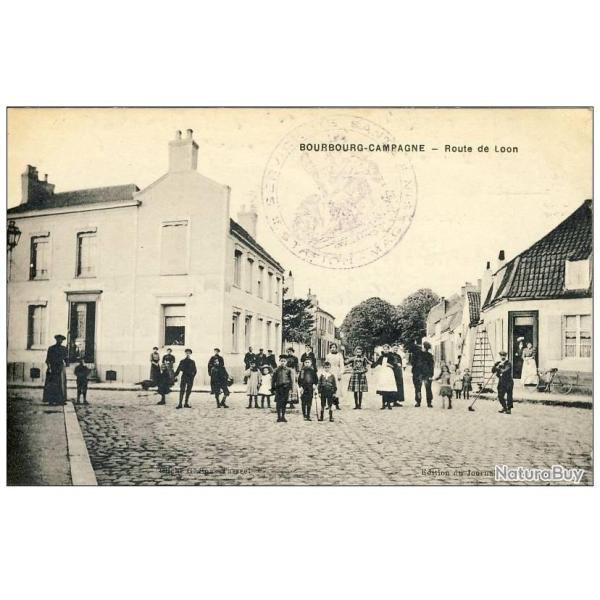 CPA 59 Nord Bourbourg Route de Loon 1917