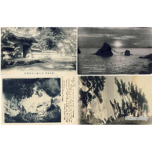 Lot de 4 CPA Japon Japan Diverse vues Some sites