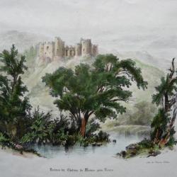 Gravure Château Ménas Ménat Néris Allier Auvergne