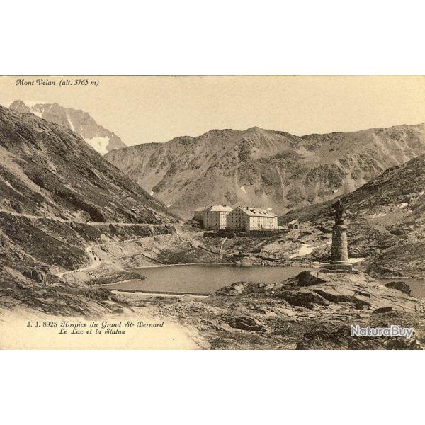 CPA Suisse Valais Hospice du Grand St Bernard Lac et statue