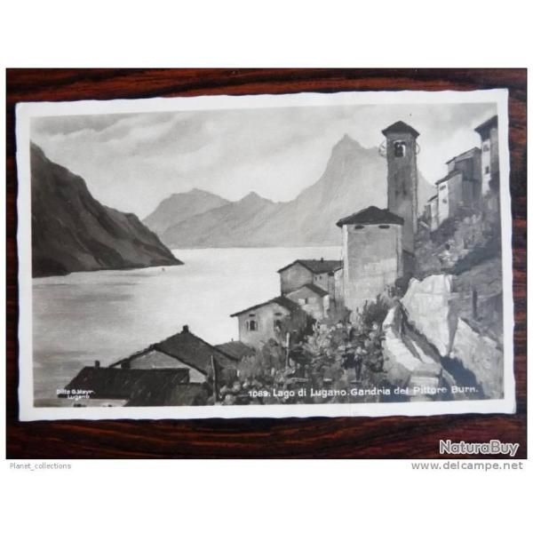 CP Photo Suisse Tessin Lago Lugano Gandria Pittore Burn