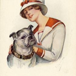 CPA illustr&eacute;e KASKELINE Fred Femme Mode Animaux