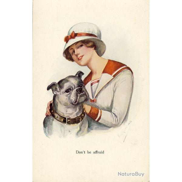 CPA illustr�e KASKELINE Fred Femme Mode Animaux