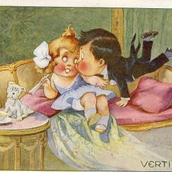 CPA illustr&eacute;e RIGHT Enfant Humour chien amour Vertigo