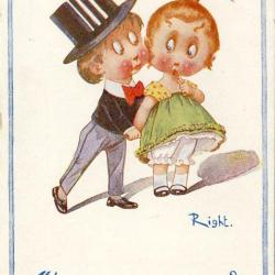 CPA illustr&eacute;e RIGHT Anglais British Enfant Humour Amour